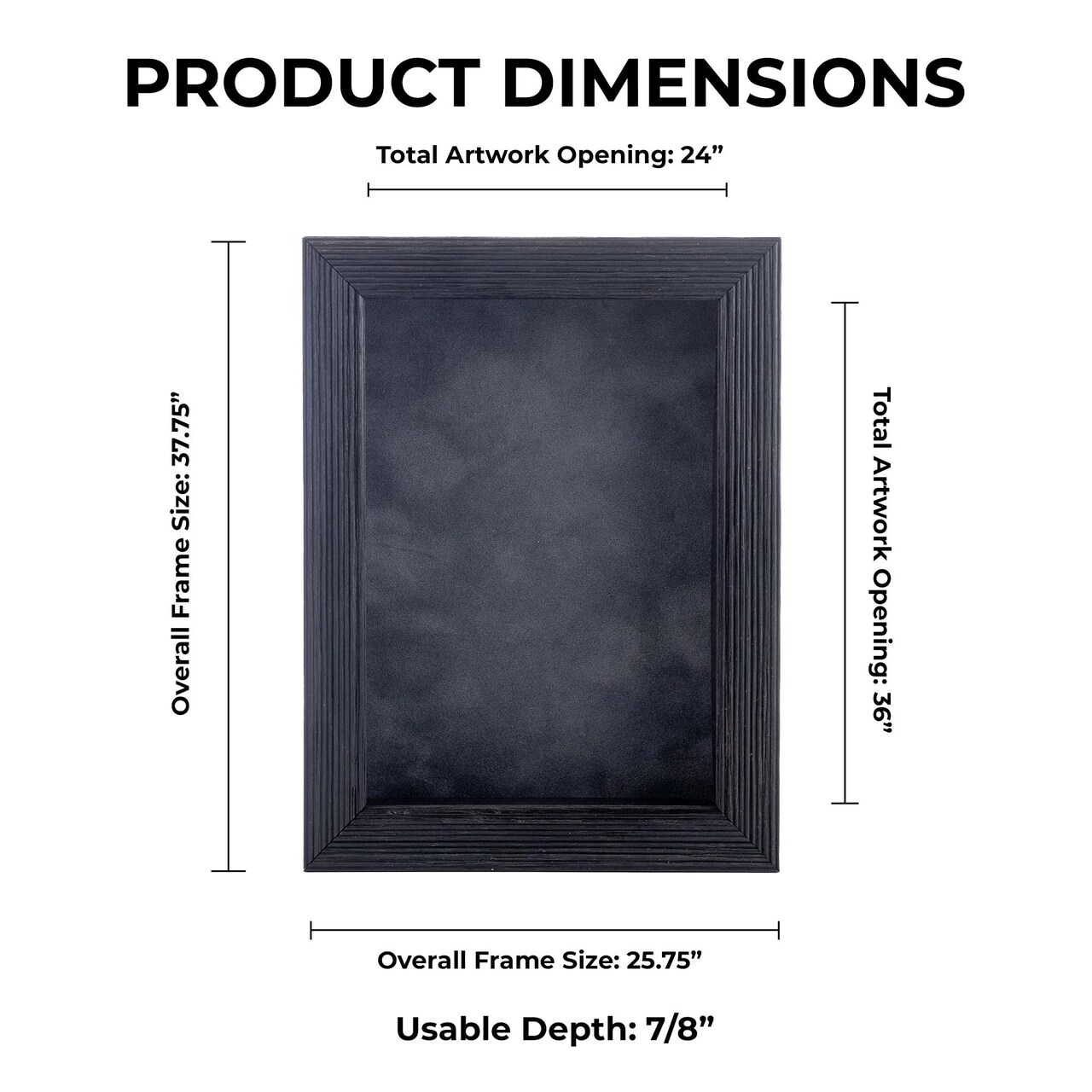 Rustic Black Wood Shadow Box Frame with Acrylic Front - Dark Grey Suede Backing, 30 Sizes